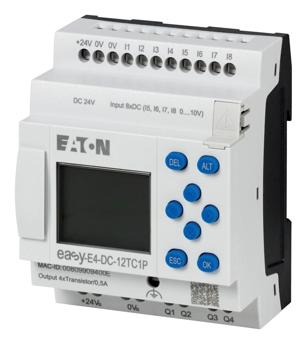 Eaton Moeller Easy-E4-Dc-12Tc1P Ctrl Relay, 8I/4O Digital, 4 I/p Analog