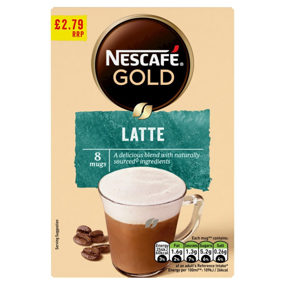Nescafe Gold Latte Instant Coffee 8x15.5g Sachets(124g) ( pack of 6 )