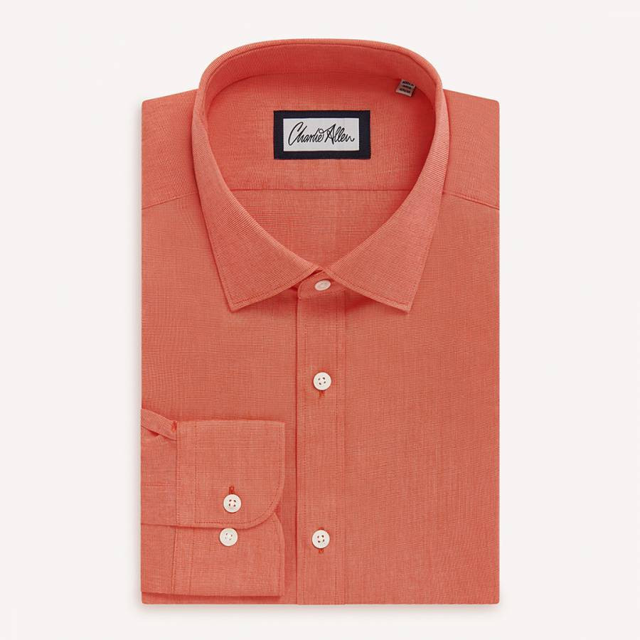 Orange Regular Fit Cotton Shirt