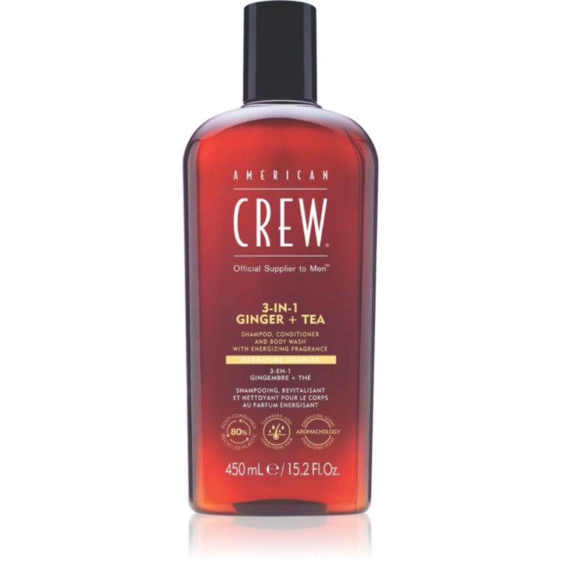 American Crew 3 in 1 Ginger + Tea 3-in-1 shampoo, conditioner & shower gel for men 450 ml