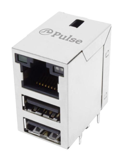 Pulse Electronics Jxd4-4001Nl Stacked Connector, R/a Rj45 W/usb Jack, 3X1