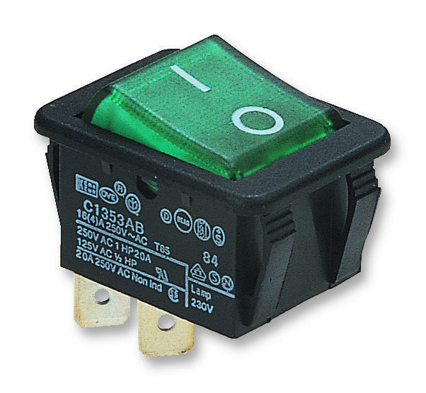 Bulgin/partner Stock C1353Abnab Rocker Switch, Dpst, 16A, 250Vac, Panel