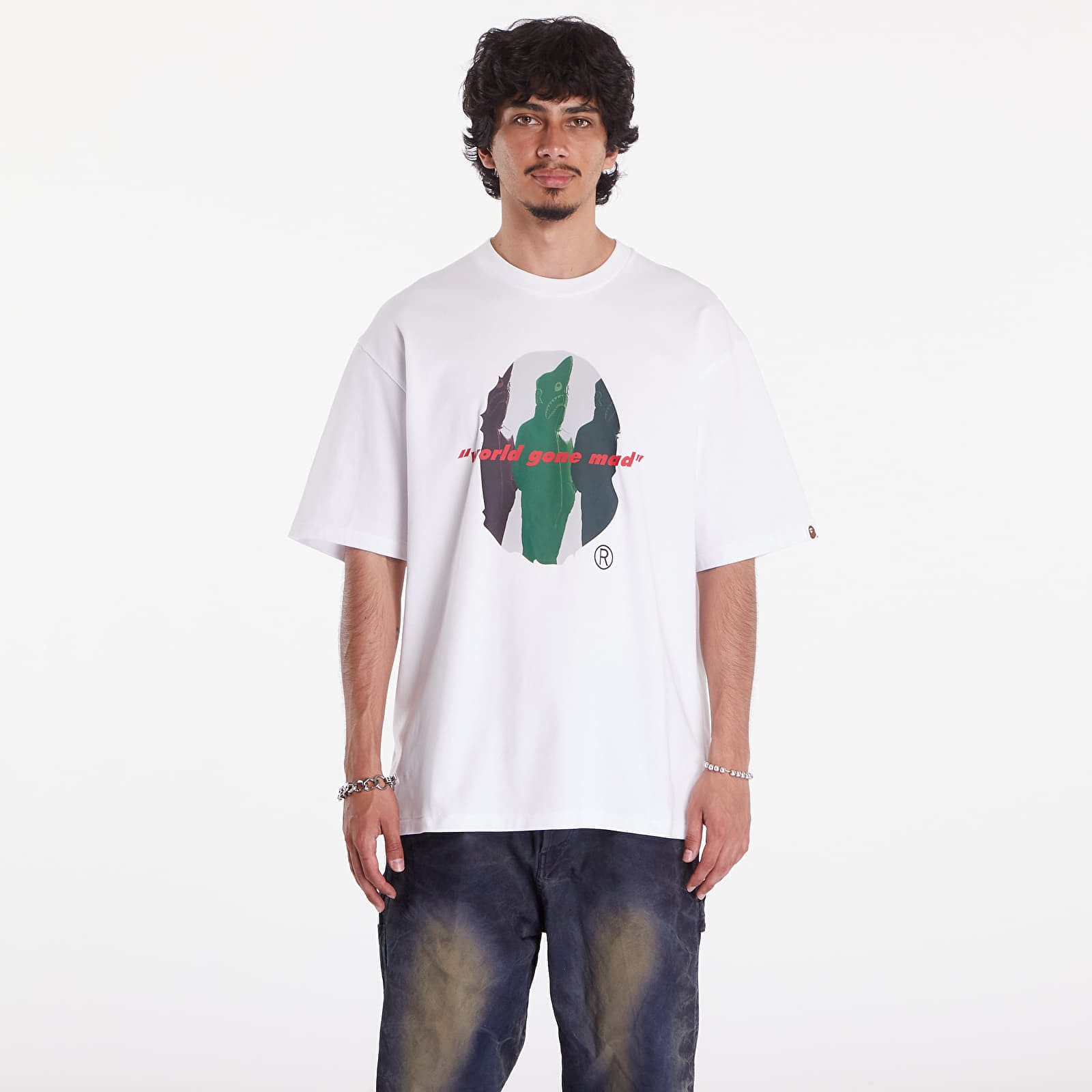 A BATHING APE Shark Shinji Ape Head Relaxed Fit Tee White