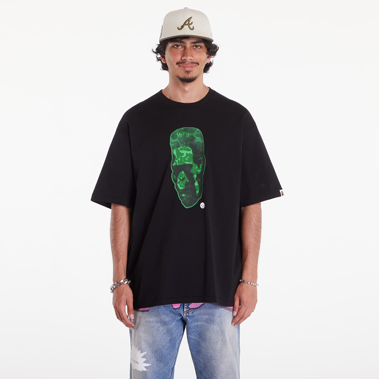 A BATHING APE Spray Frankenstein Relaxed Fit Tee Black