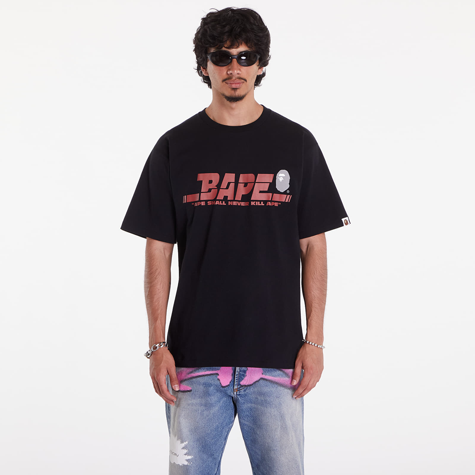 A BATHING APE Bape Sports Logo Tee Black