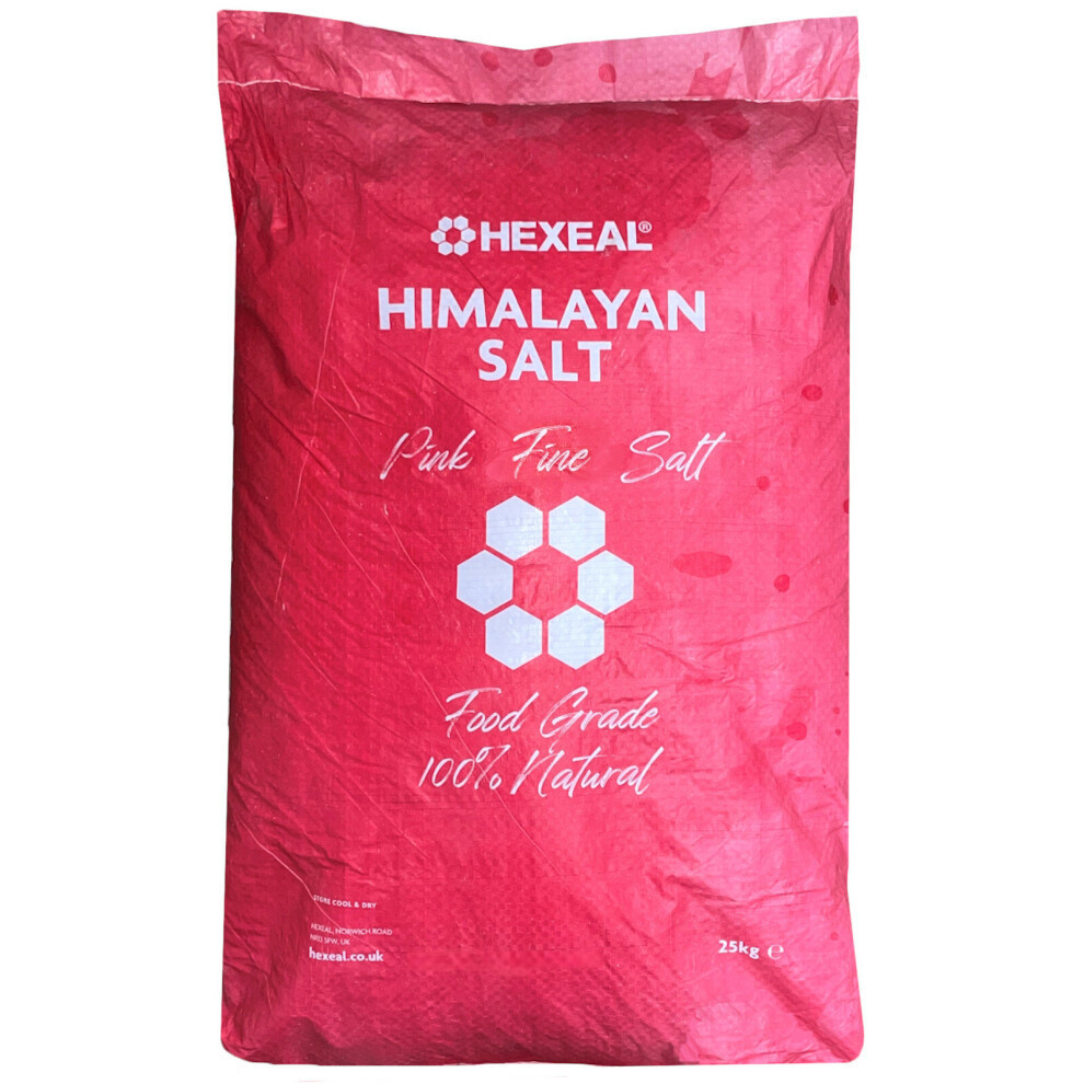 Hexeal HIMALAYAN PINK SALT | Fine | 25kg Bag | FCC Food/Cosmetic Grade | 100% Natural