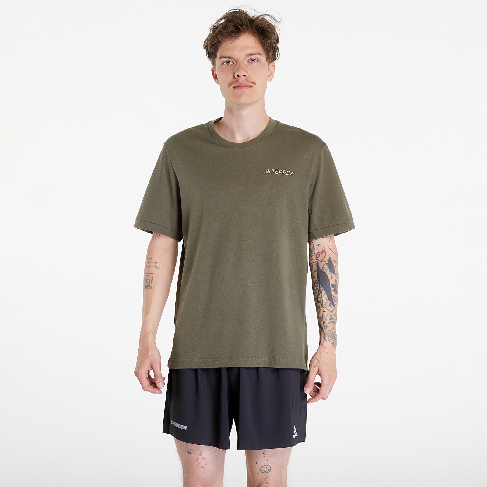 adidas Terrex Xpl Logo Short Sleeve Tee Olive Strata