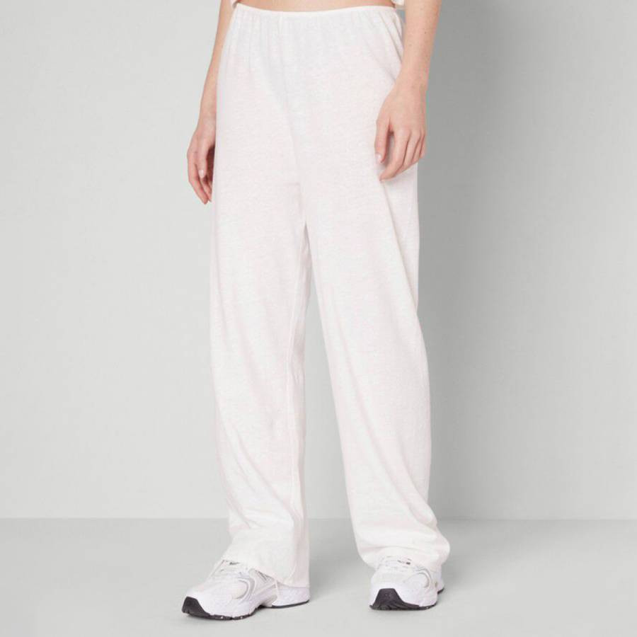 White Cotton Linen Blend Poxson Pant