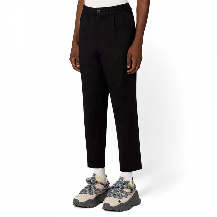 Unisex Black Gabardine Cotton Trousers