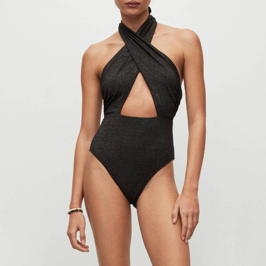 Black Eleanor Shimmer Swimming Costume