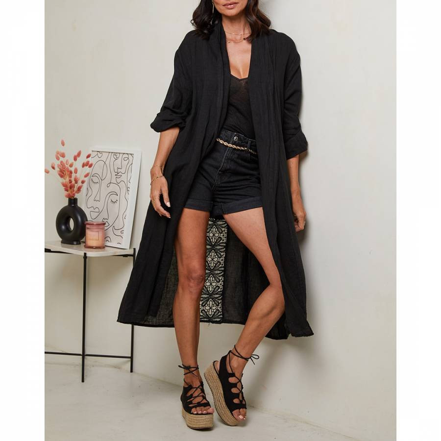 Black Linen Kimono