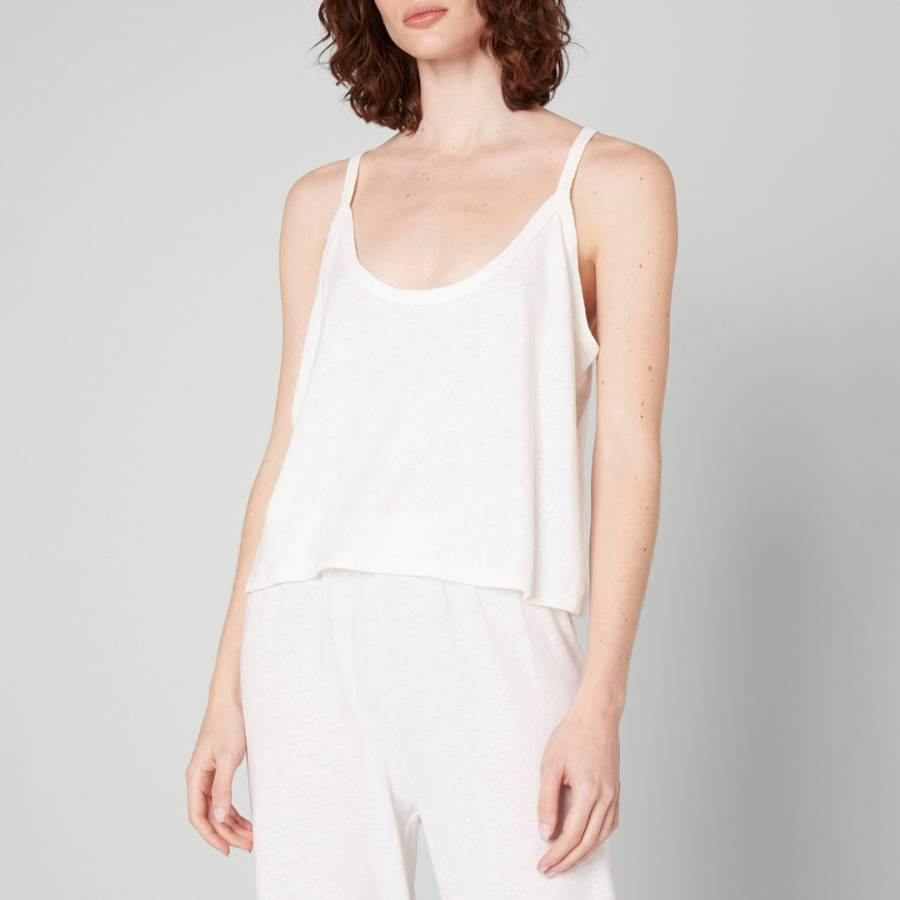 White Linen and Cotton Blend Tank Top