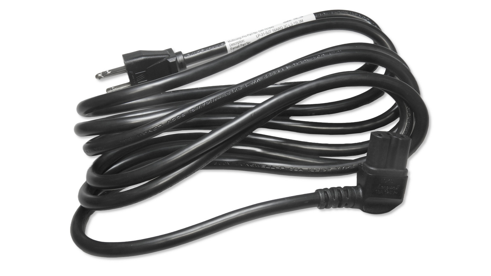 Multicomp Pro Gw-151840 Pwr Cord, Nema 5-15P-R/a Iec C15, 3M