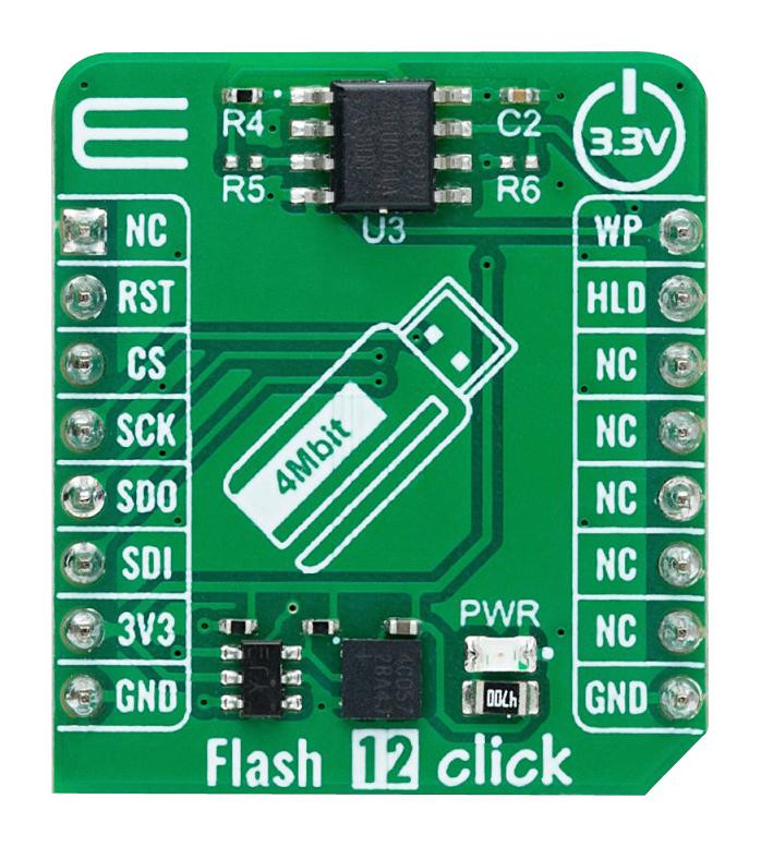 MikroElektronika Mikroe-6036 Flash 12 Click Add-On Board, Qspi, Spi