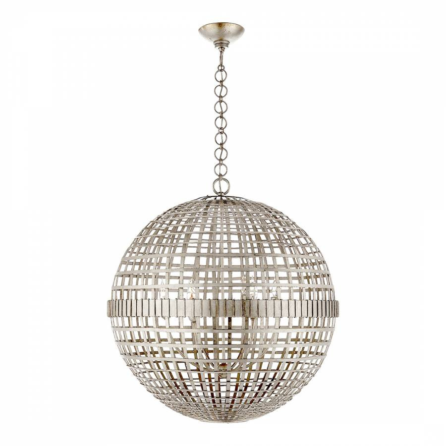 Mill Large Globe Lantern in Burnished Silver Leaf