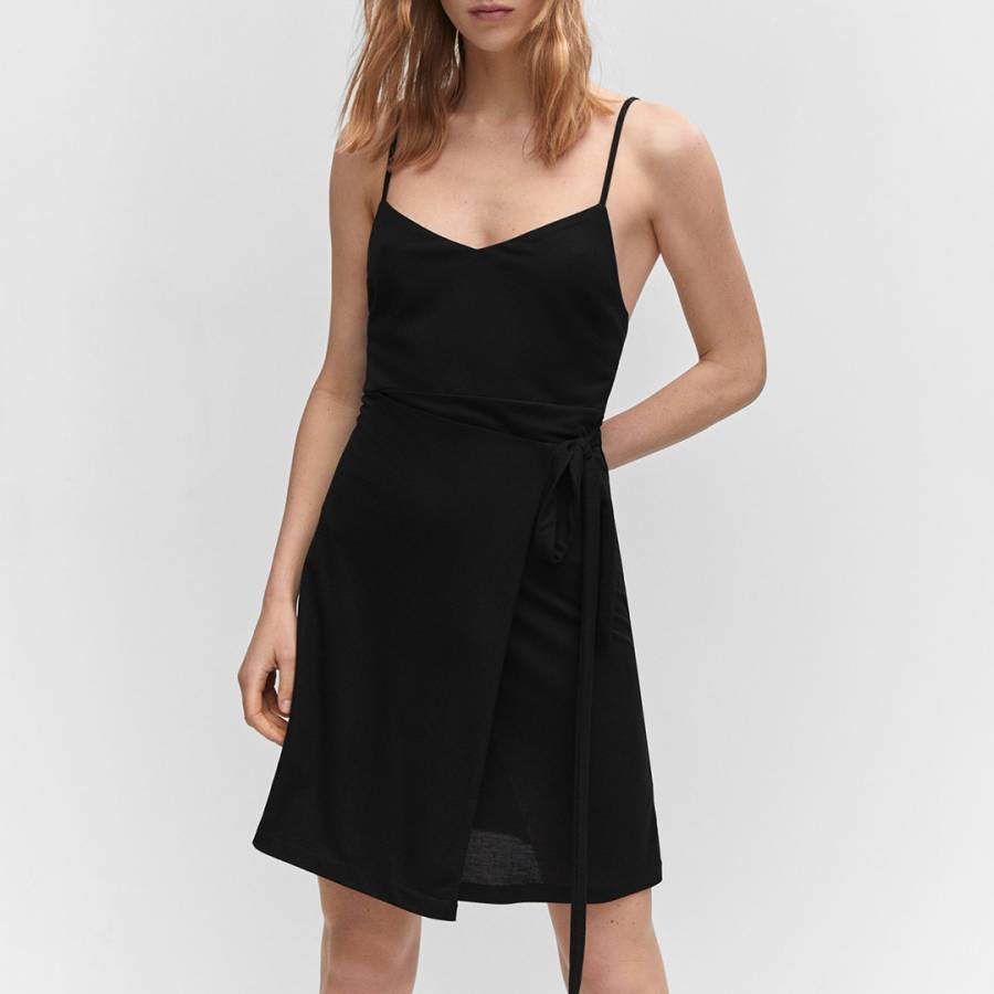 Black Bow Wrap Dress