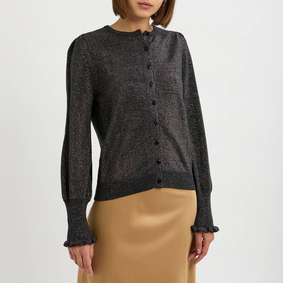 Black Adele Shimmer Cotton Blend Cardigan