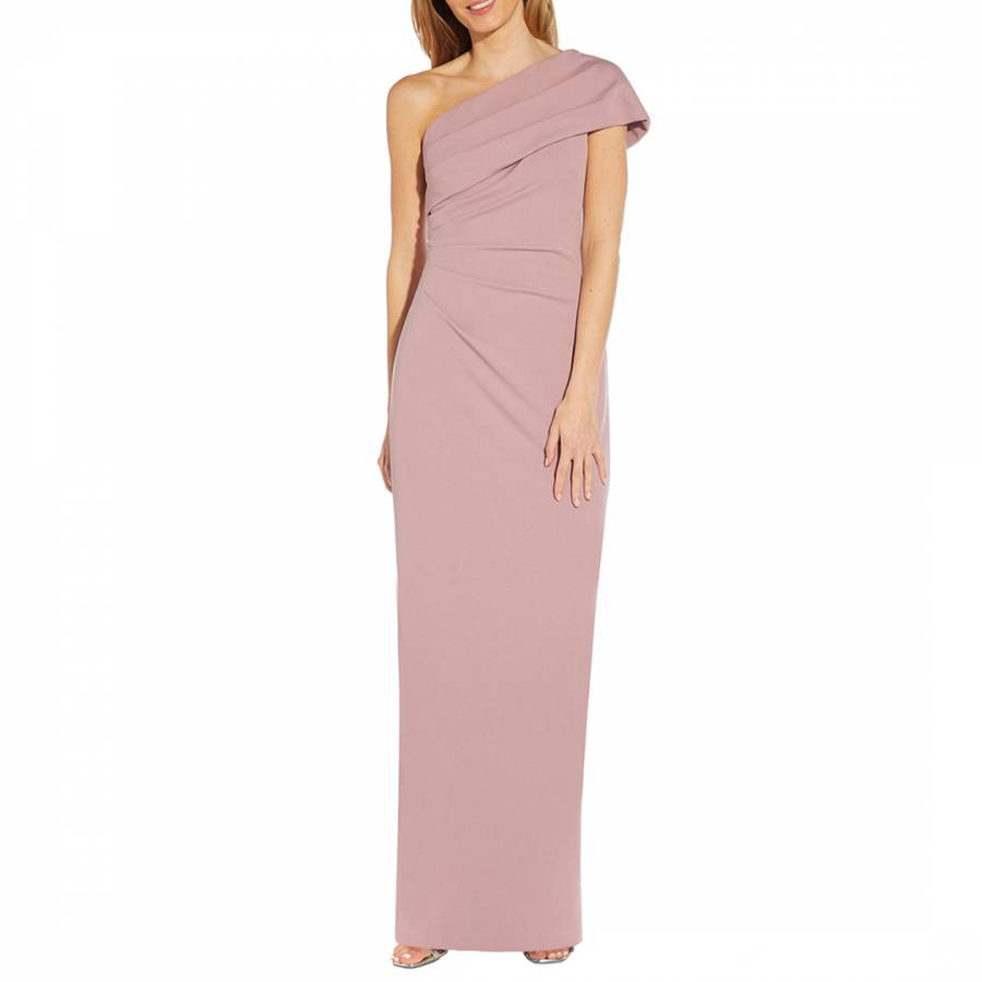 Pink Crepe One Shoulder Dress