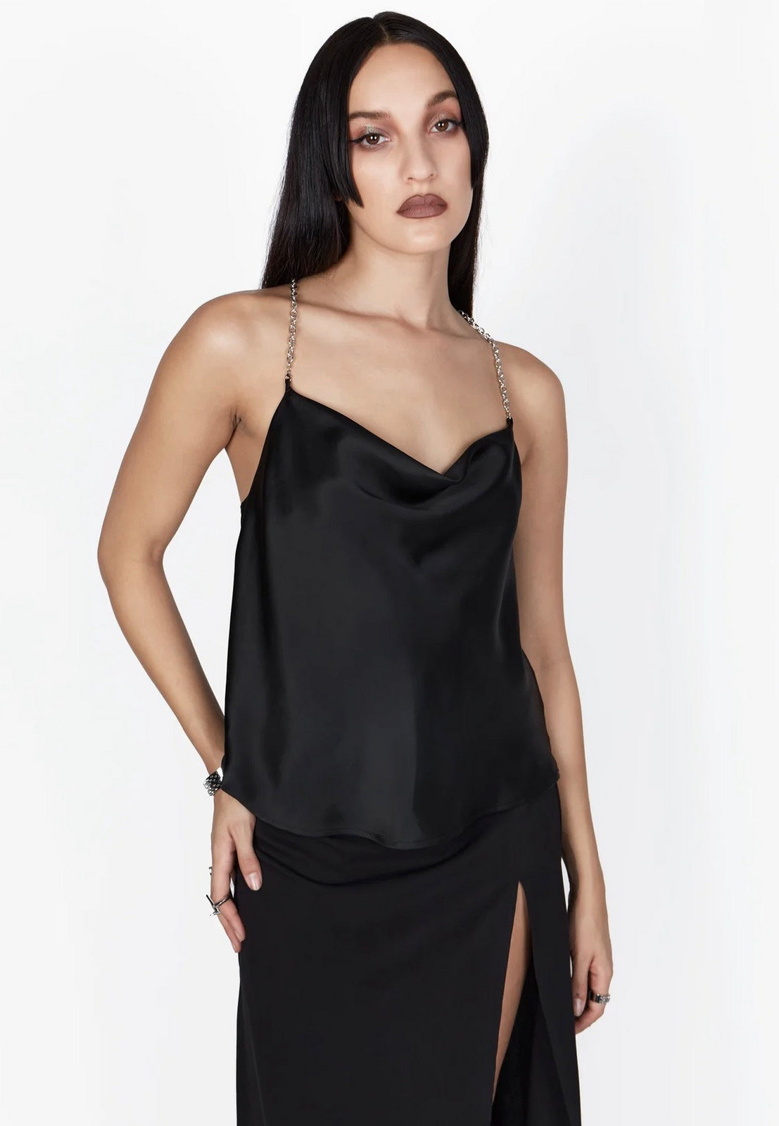 Mary Wyatt - Rayne Cowl Neck Chain Black - Top