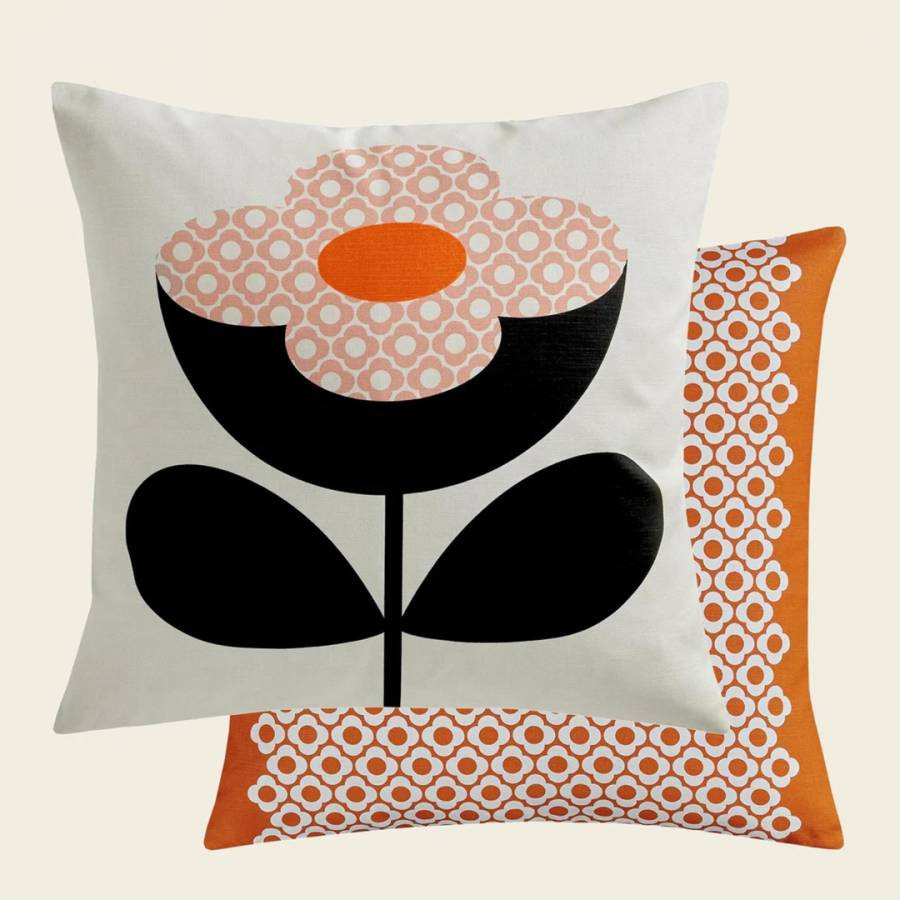 Reversible Buttercup Stem Persimmon Scatter Cushion 45x45cm