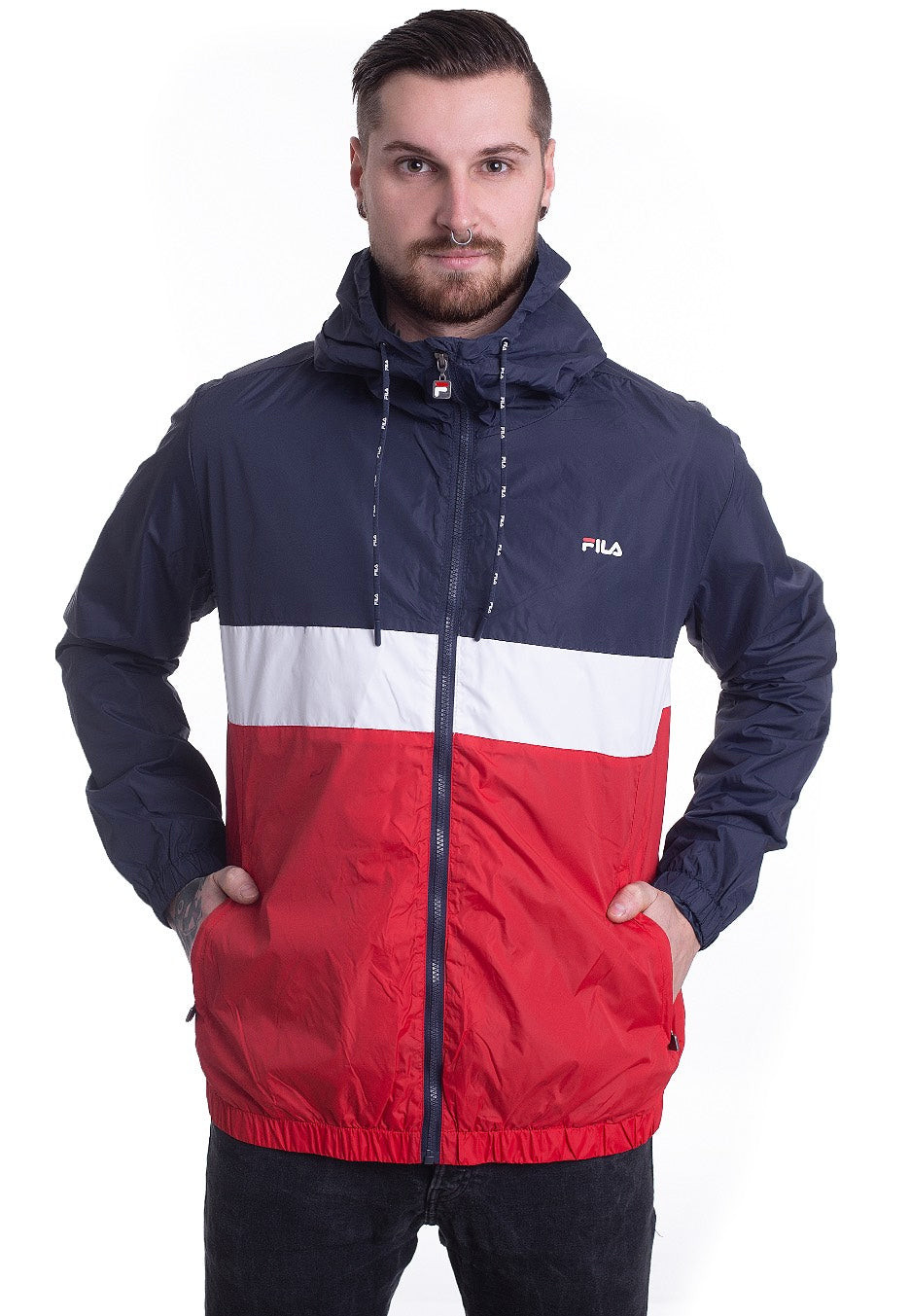Fila - Urban Line Bertalan Basic Black Iris/True Red/Bright White - Windbreaker