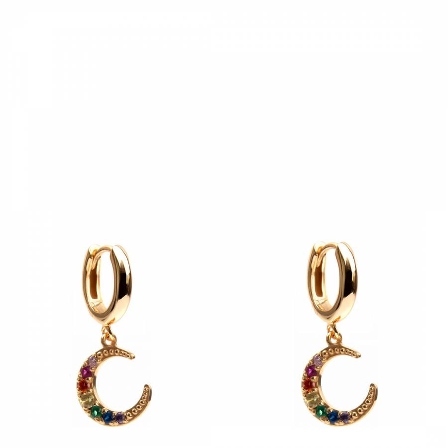 Gold Rainbow Moon Earrings