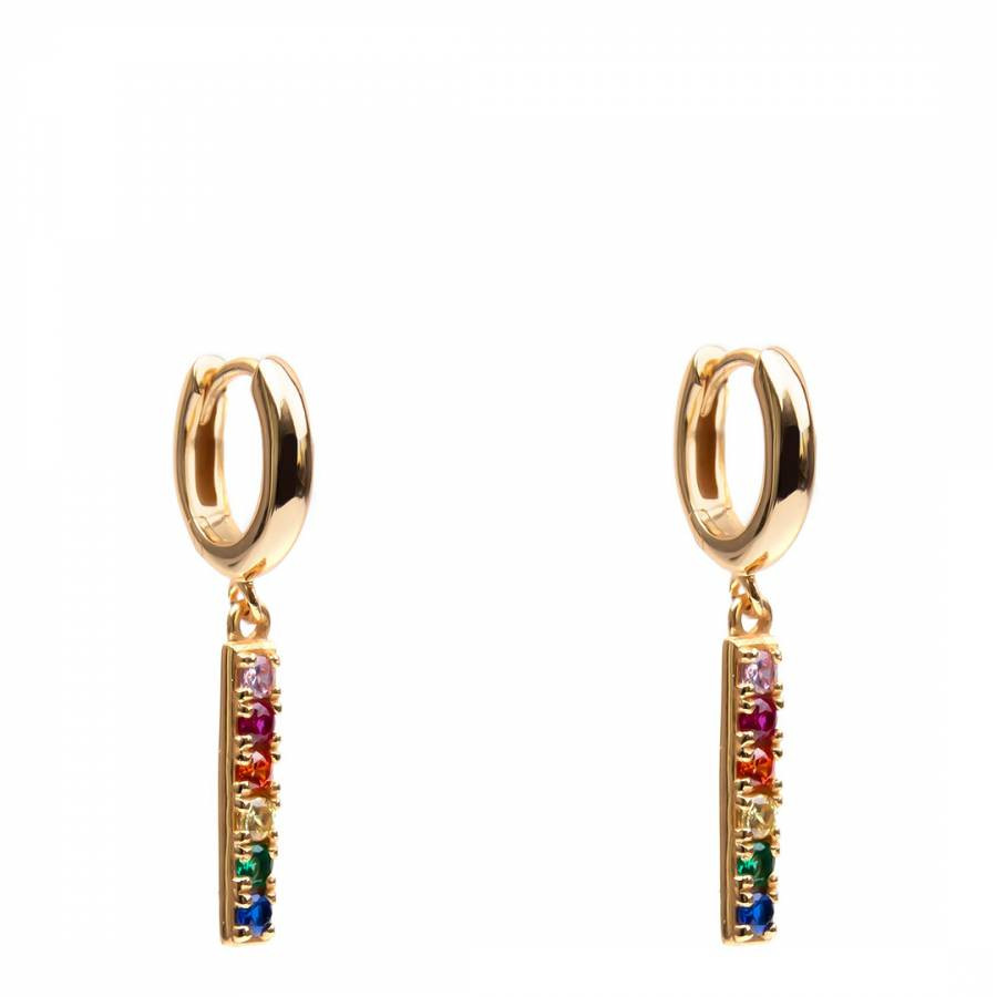 Gold Ziggy Multi Gemstone Drop Earrings