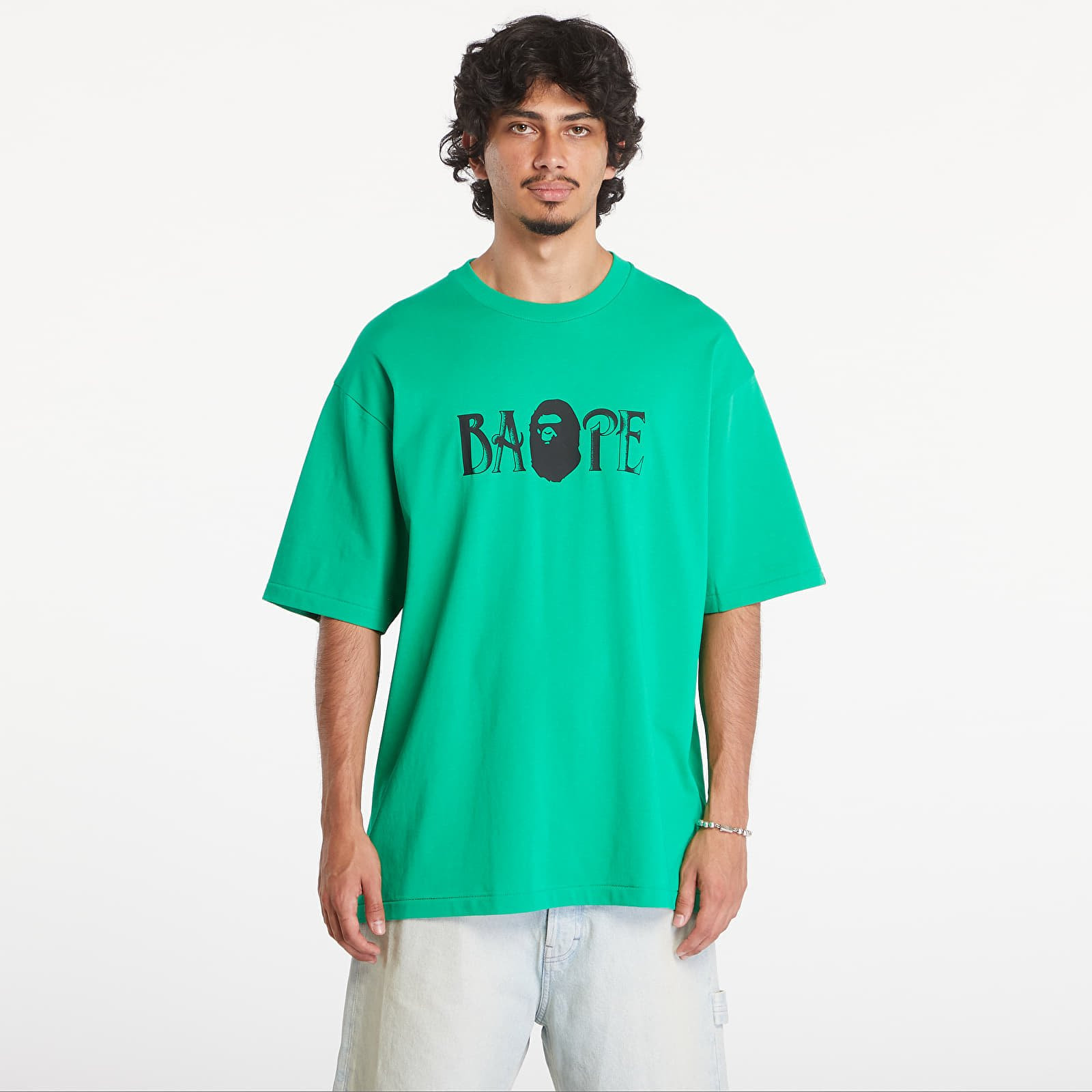 T-shirt A BATHING APE Screen Print Logo Relaxed Fit Short Sleeve Tee Green L