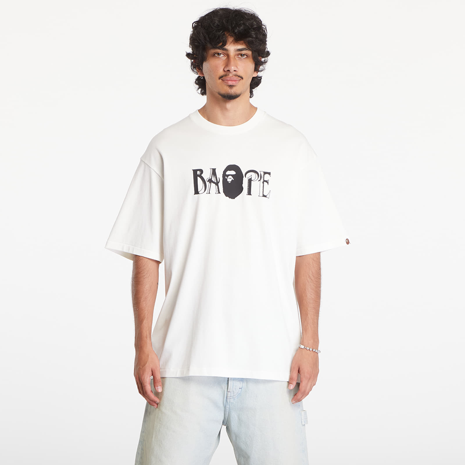 T-shirt A BATHING APE Screen Print Logo Relaxed Fit Short Sleeve Tee Ivory M