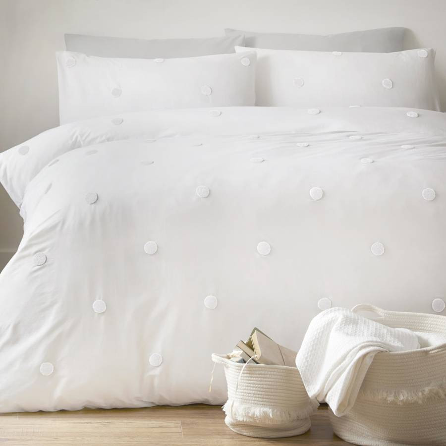 Dot Garden Superking Duvet Set Linen/White