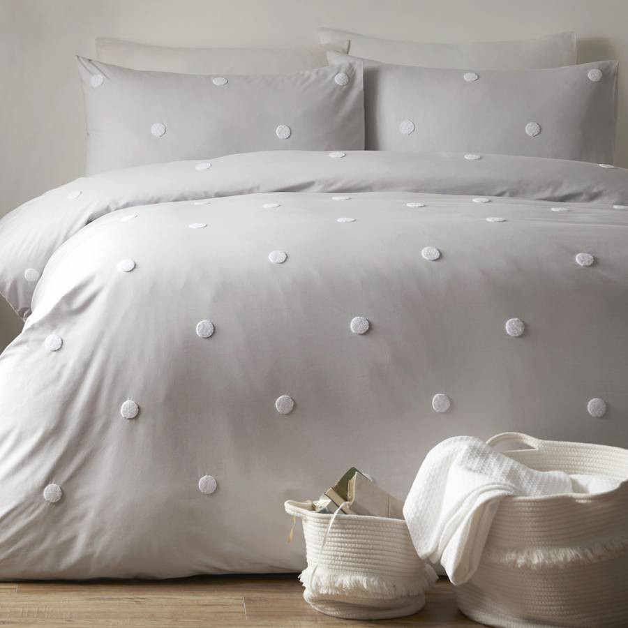 Appletree Cotton King Duvet Cover Set Silver Grey