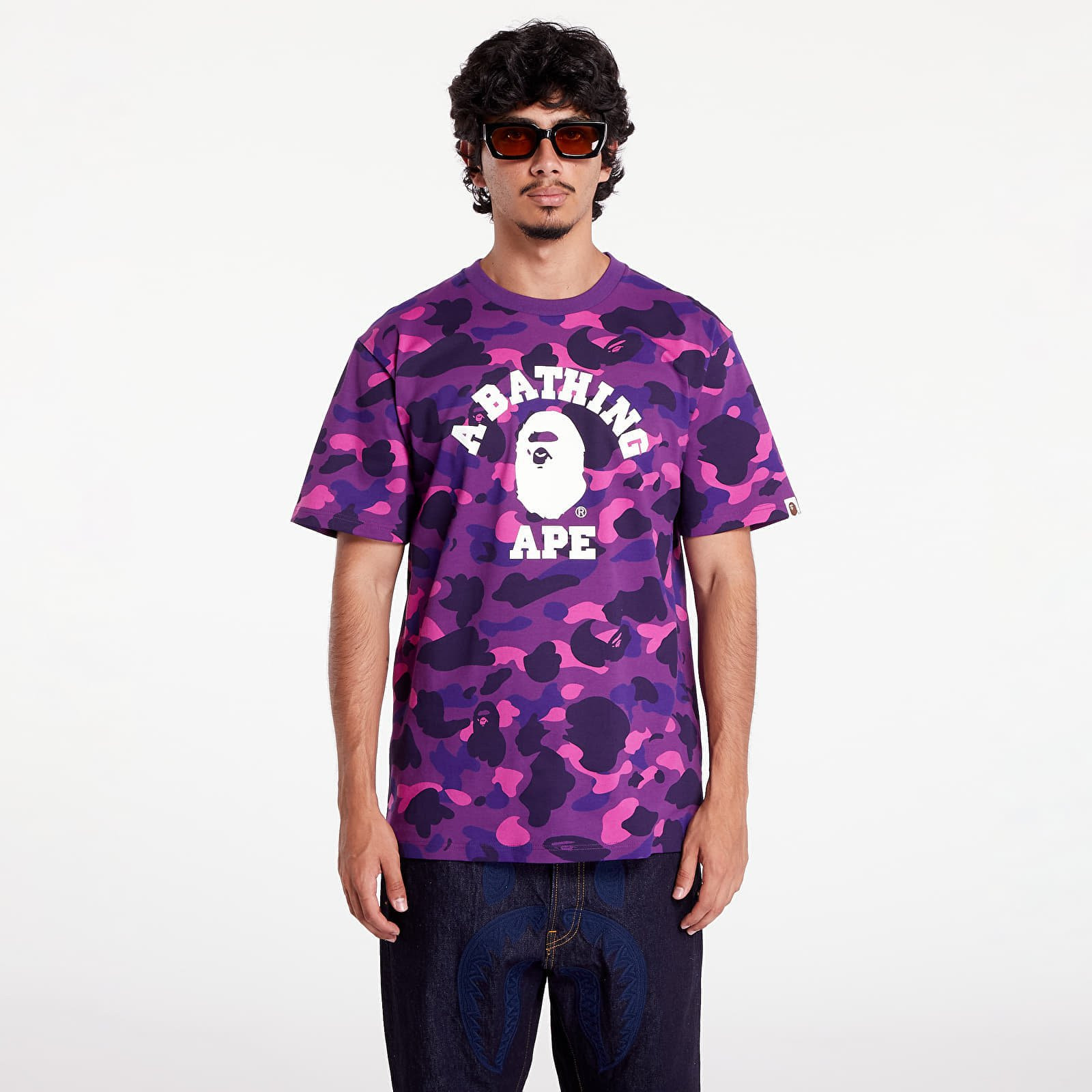 T-shirt A BATHING APE Color Camo College Tee Purple S