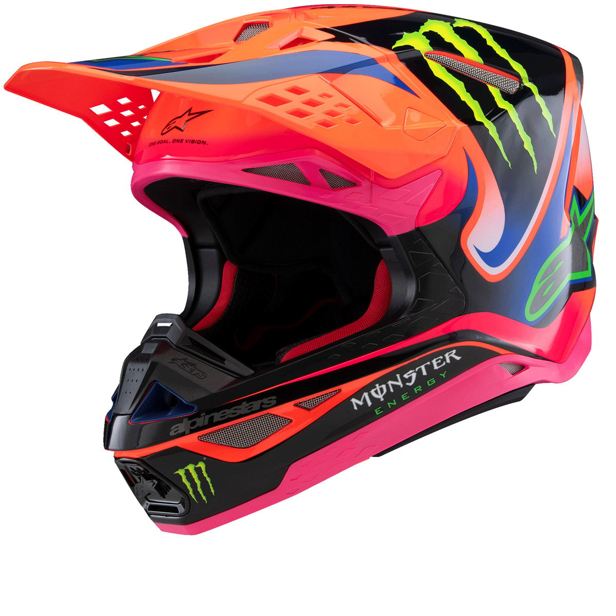 Alpinestars S-M10 Deegan Orange Fluo Purple Pink Fluo Glossy Offroad Helmet Size M