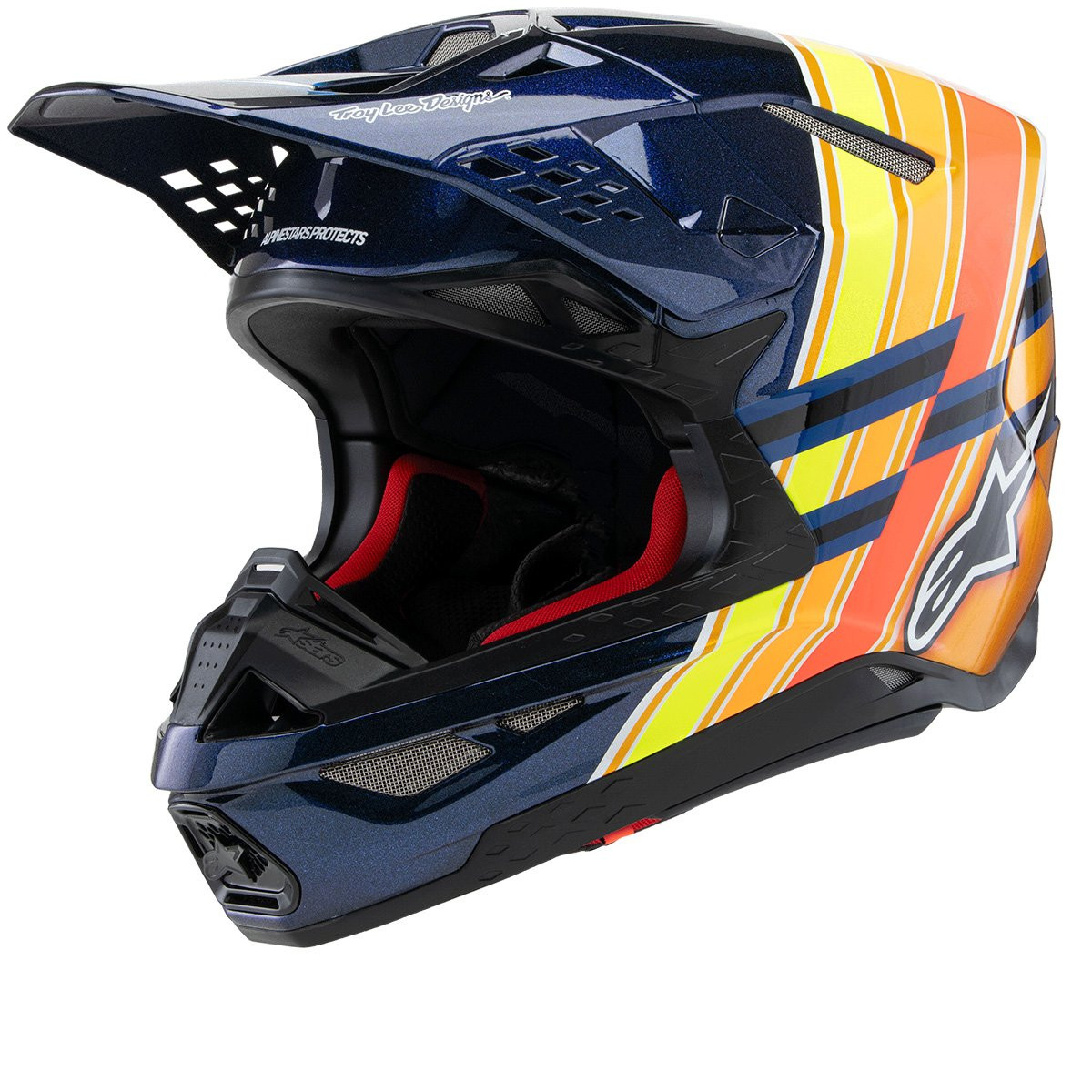 Alpinestars S-M10 TLD Edition 25 Dark Blue Orange Yellow Fluo Red Glossy Offroad Helmet Size S