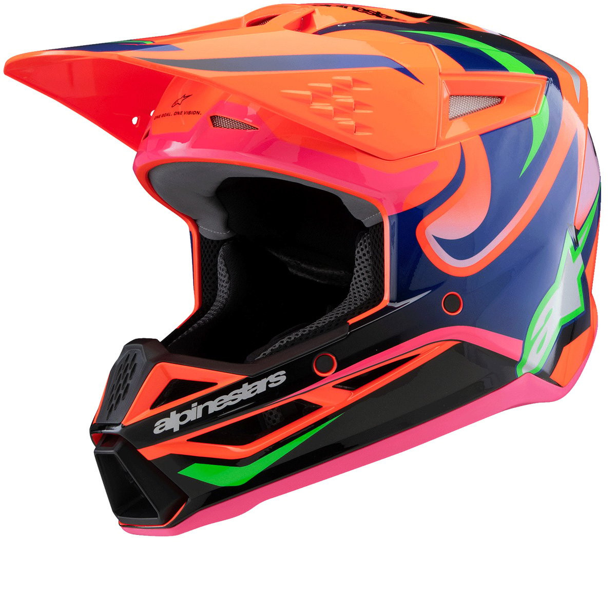 Alpinestars S-M3 Youth Deegan Orange Fluo Purple Pink Fluo Glossy Offroad Helmet Size S