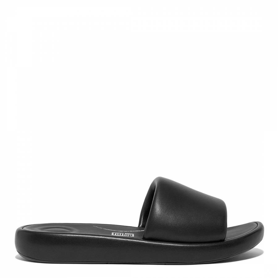 Black Leather Iqushion D-Luxe Padded Slides