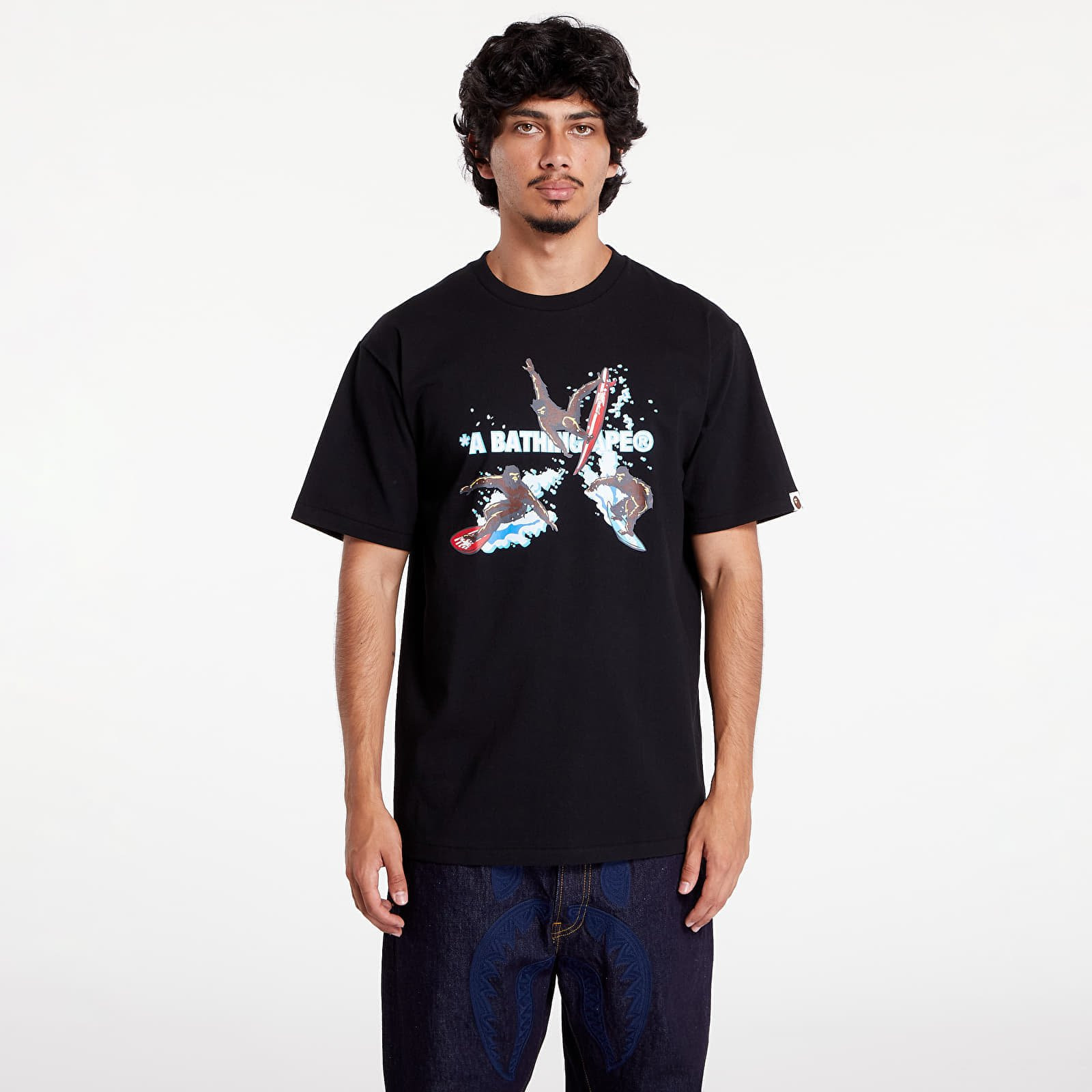 T-shirt A BATHING APE Surfing Apes Tee Black S