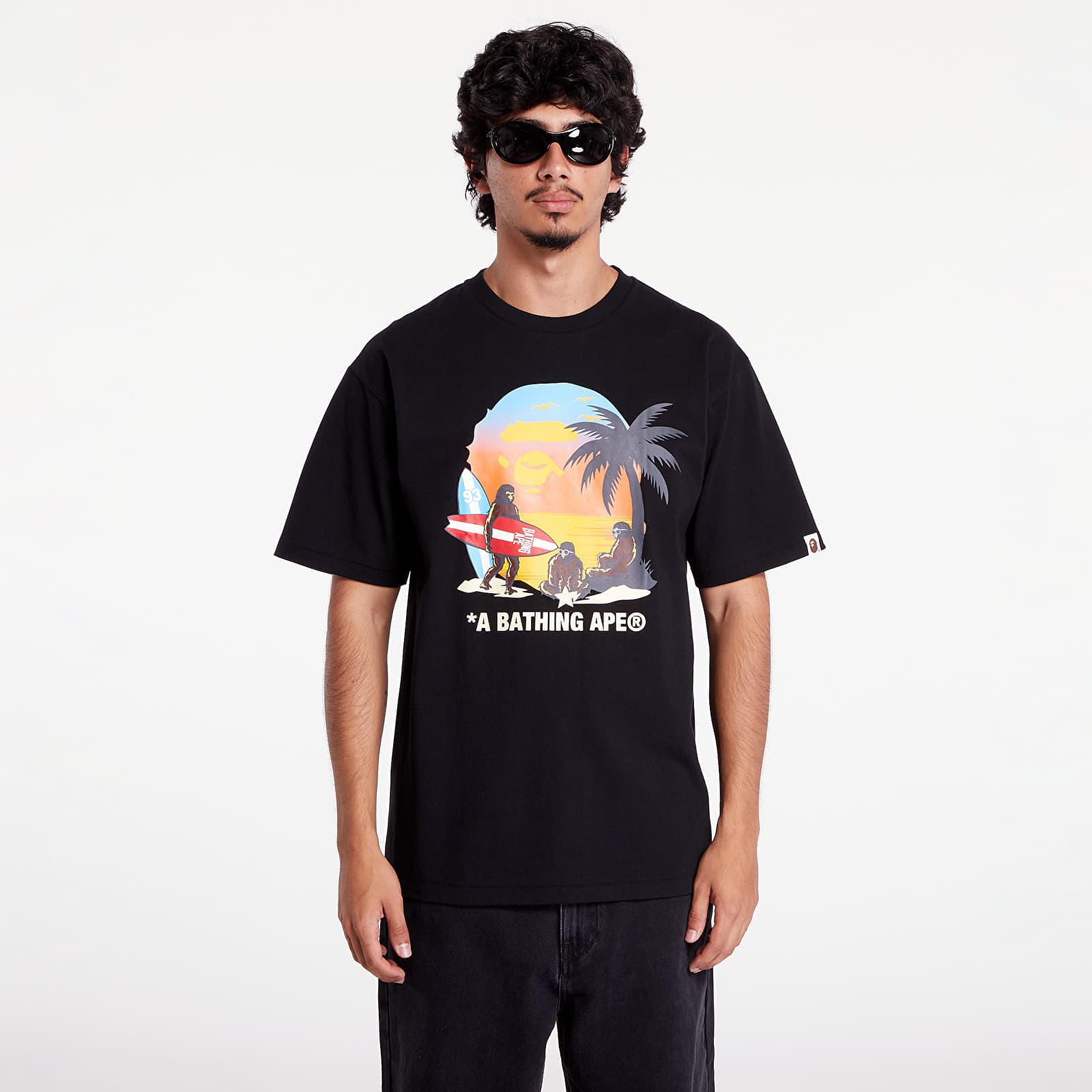 T-shirt A BATHING APE Sunset Beach Ape Head Tee M Black S