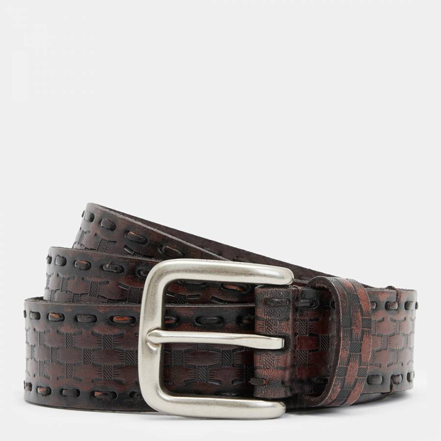 Brown Matias Tooled Leather Belt