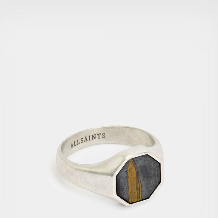 Warm Silver Heli Stone Hex Ring