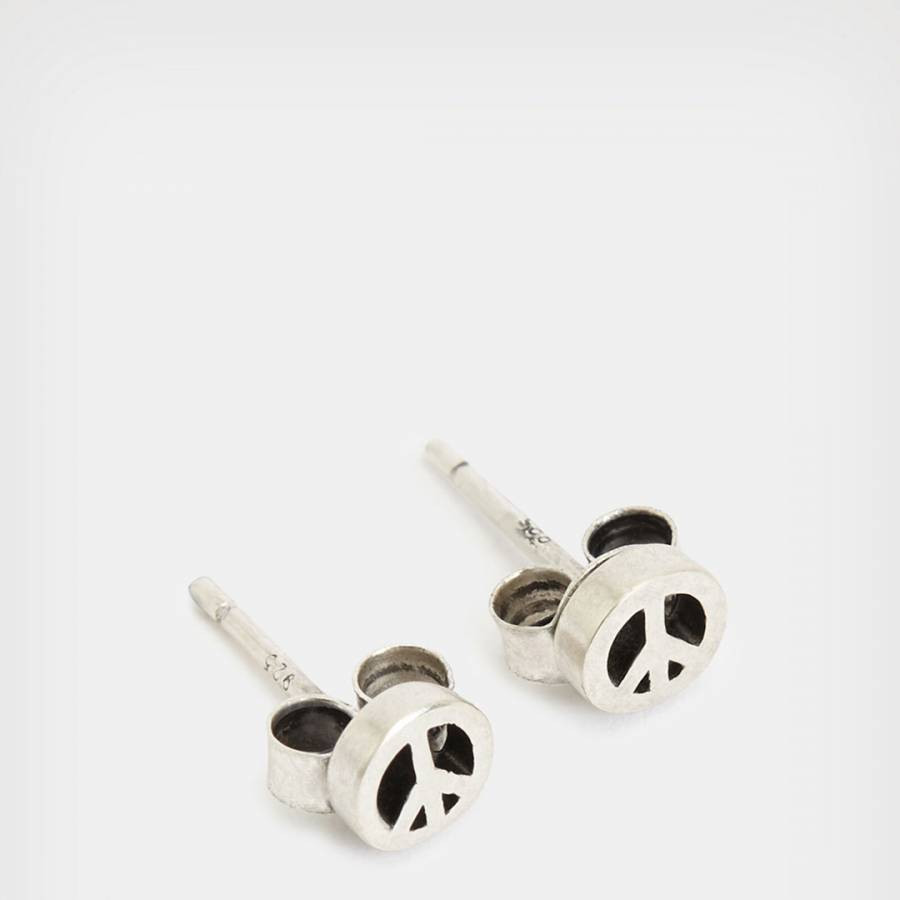 Warm Silver Peace Mini Studs