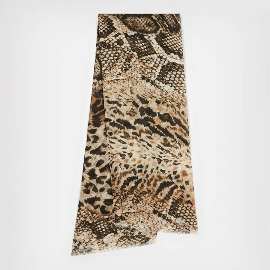 Borwn Noche Animal Print Scarf