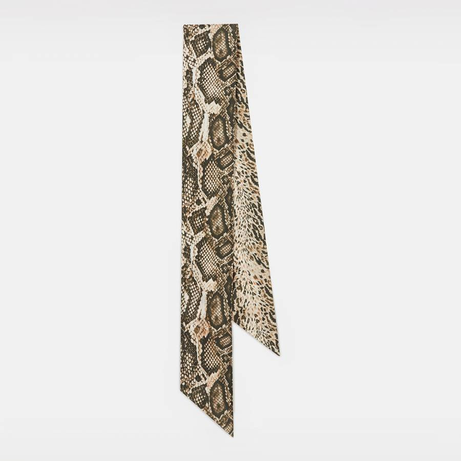 Brown Noche Animal Print Reversible Scarf