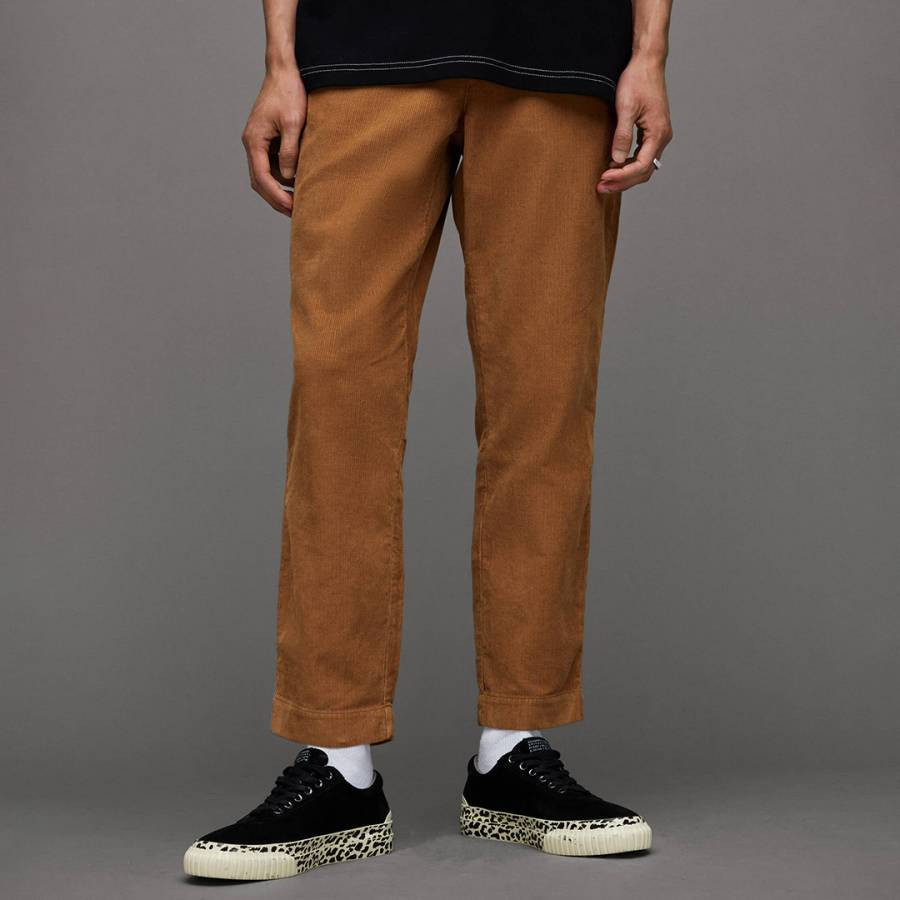 Brown Sleid Ribbed Trousers