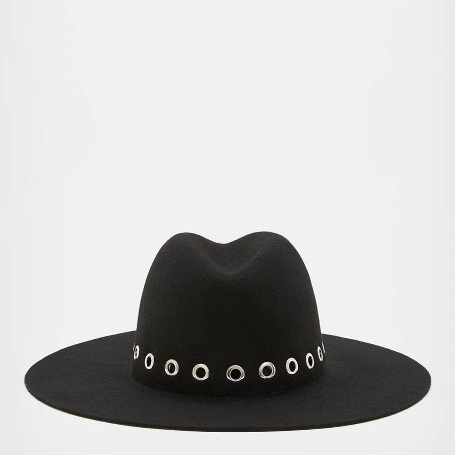 Black Whitley Eyelet Fedora Hat