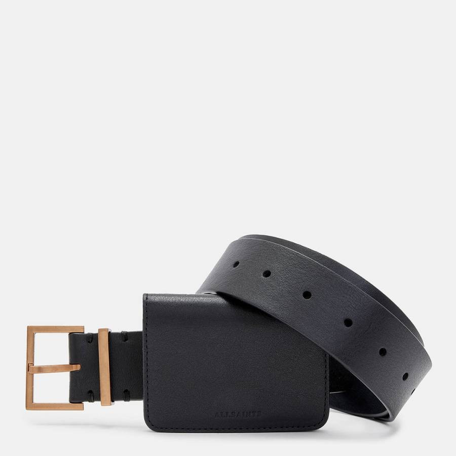 Black Teri Leather Bag Belt