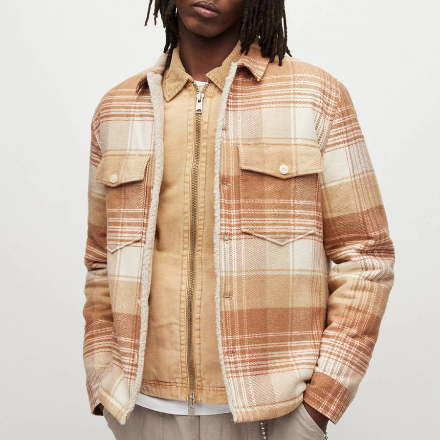 Camel Sacco Check Cotton Jacket