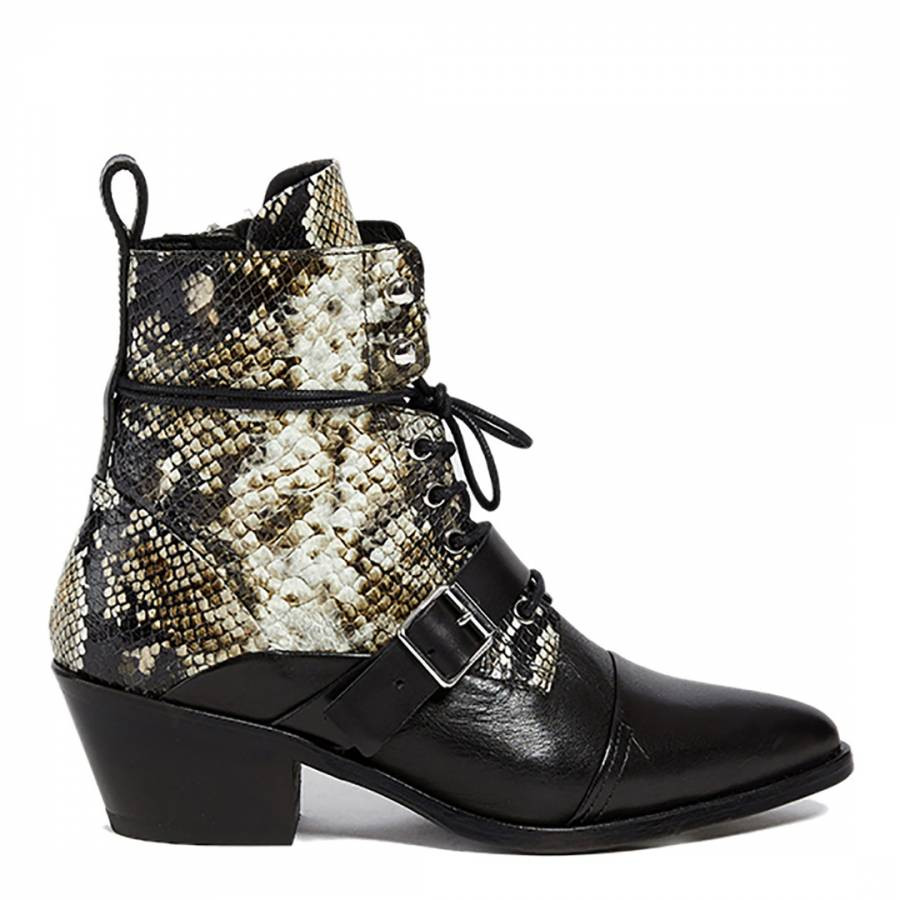 Snake Print Leather Katy Ankle Boots