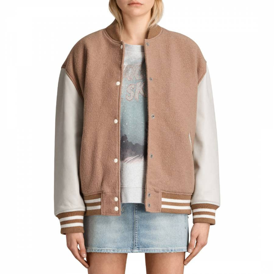 Tan Leather Base Bomber Jacket