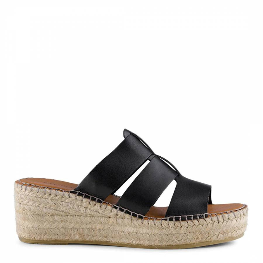 Black Orchid Leather Espadrille Wedge Mule